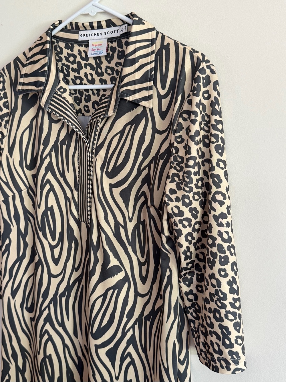 Gretchen Scott Jersey L Everywhere Tan/Black Animal Instincts Print Dress RESORT - Picture 5 of 13